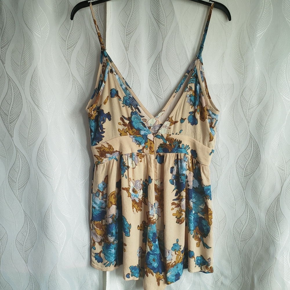 Audrey 3+1 Floral Vneck Tank Shorts Romper - Picture 2 of 7